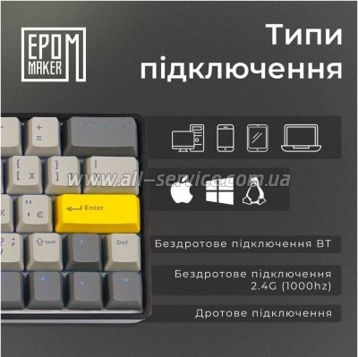  Epomaker EP64 60 Mulan Switch Hot-Swap RGB Wireless/Bluetooth/USB UA Black (EP64-B-M)