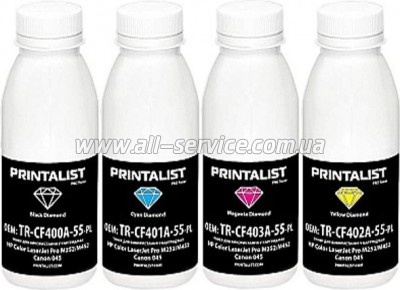Набор тонера PRINTALIST HP CLJ Pro M252/ M452/ Canon 045 Black 60г/ Color 50г B/C/M/Y (TR-M252-SET-PL) Набор тонера PRINTALIST HP CLJ Pro M252/ M452/ Canon 045 Black 60г/ Color 50г B/C/M/Y (TR-M252-SET-PL)