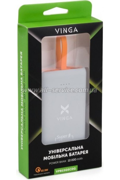   Vinga 10000 mAh SuperQC dark grey (VPB1SQSCDG)