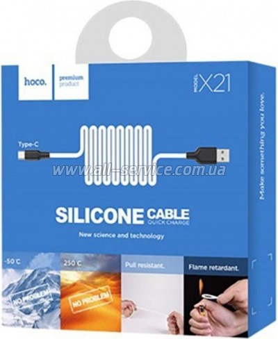 ���� ������ USB 2.0 AM to USB-C 1.0m 2A silicone X21 black+white HOCO (6957531071402)