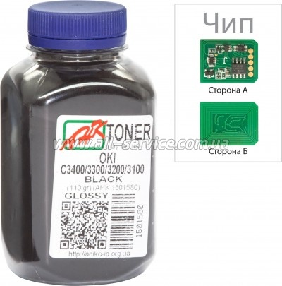 Тонер + чип АНК OKI C3400/ 3300 бутль 110г Black (1502693) Тонер + чип АНК OKI C3400/ 3300 бутль 110г Black (1502693)