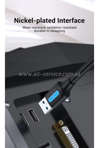 ���� ������ USB 3.0 AM/AM 1.5m PVC black Vention (CONBG)