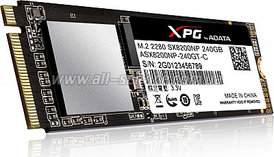 SSD  M.2 ADATA 240GB XPG SX8200 NVMe PCIe 3.0 x4 2280 3D TLC (ASX8200NP-240GT-C)