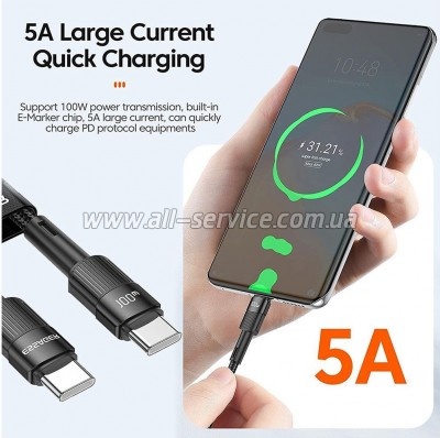 ���� ������ USB-C to USB-C 1.0m 100W black Essager (EXCTT1-XC01)