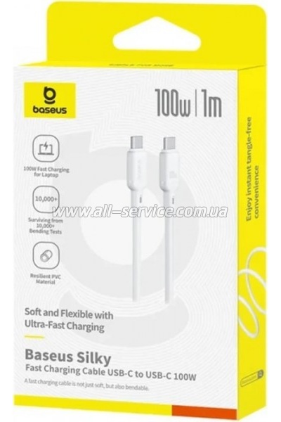 ���� ������ USB-C to USB-C 1.0m 100W white Baseus (P10377704213-00)