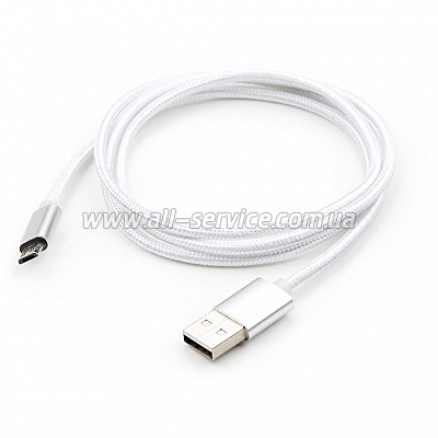   USB 2.0 AM to Micro 5P 1m LED silver Vinga (VCPDCMLED1S)