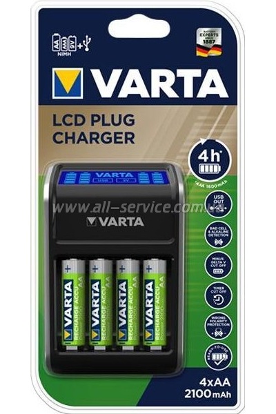�������� ���������� Varta LCD Plug Charger + 4 x �A 2100mAh (57687101441)