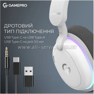  GamePro Asgard Bragi 7.1 RGB Tri-Mod White (HSW250W)