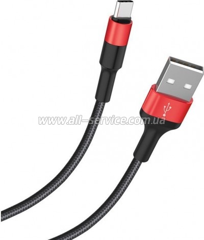 ���� ������ USB 2.0 AM to USB-C 1.0m 2A 18W nylon X26 black+red HOCO (6957531080251)