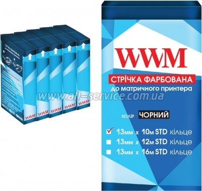 Лента красящая комплект 5шт WWM 13мм х 10м STD кольцо Refill Black (R13.10S5) Лента красящая комплект 5шт WWM 13мм х 10м STD кольцо Refill Black (R13.10S5)