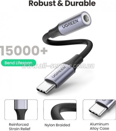������� USB-C to 3.5mm F 0.10m AV161 Ugreen (80154)