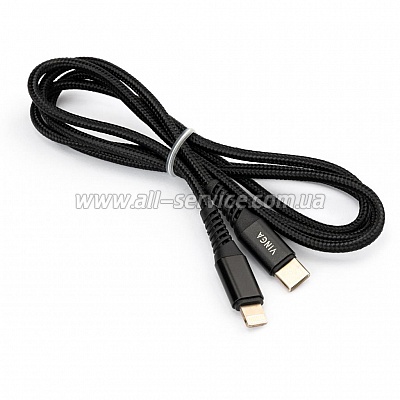   USB Type-C to Lightning 1.0m 3A 22W nylon braided black Vinga (VCPTCL3ANBK)