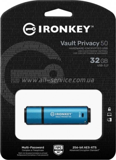  Kingston 32GB IronKey Vault Privacy 50 USB 3.2 (IKVP50/32GB)