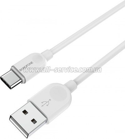 ���� ������ USB 2.0 AM to USB-C 1.0m 2.4A PVC BX14 white BOROFONE (6957531089995)