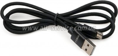 ���� ������ USB 2.0 AM to Micro 5P 1m nylon black Vinga (VCPDCMNB1BK)