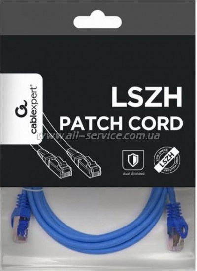 ����-���� 0.5� S/FTP Cat 6A CU LSZH blue Cablexpert (PP6A-LSZHCU-B-0.5M)