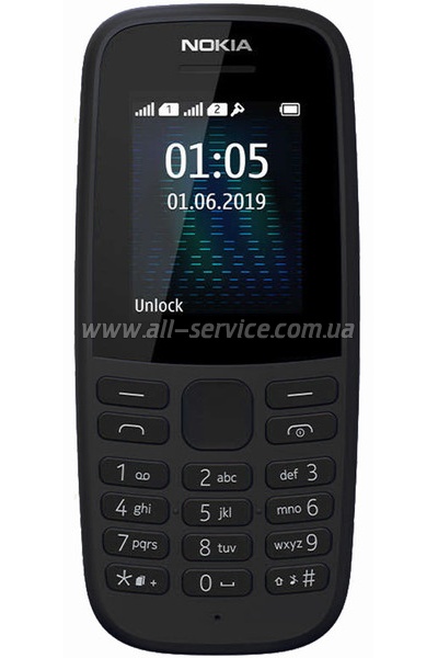   Nokia 105 Single Sim 2019 Black (16KIGB01A13)
