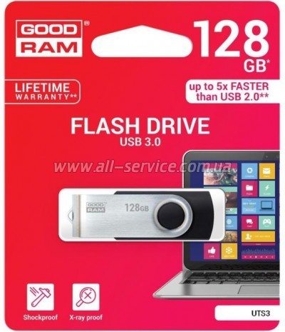 e GOODRAM 128GB USB 3.0 UTS3 Twister Black (UTS3-1280K0R11)
