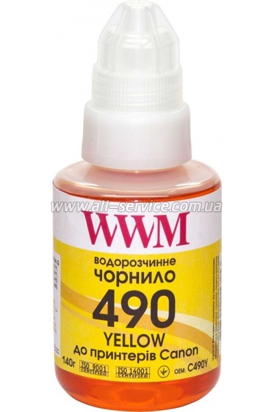  WWM GI-490 Canon G1400/ G2400/ G3400 140 Yellow (C490Y)