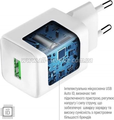 �������� ������� ColorWay USB QC3.0 18W white (CW-CHS063Q-WT)