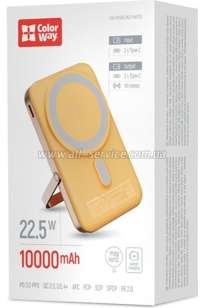 ������� ������������� ColorWay 10000mAh PD 22.5W (CW-PB100LPA2Y-WPDD)