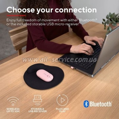  Trust Puck Wireless/Bluetooth Silent Pink (24125)