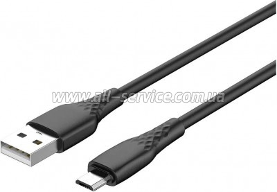 ���� ������ USB 2.0 AM to Micro 5P 1.0m 3A textured PVC black ColorWay (CW-CBUM094-BK)