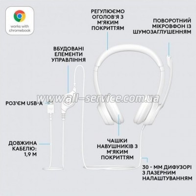  Logitech H390 USB White (981-001286)