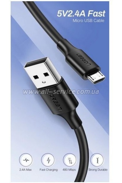 ���� ������ USB 2.0 AM to Micro 5P 1.5m US289 Black Ugreen (60137)
