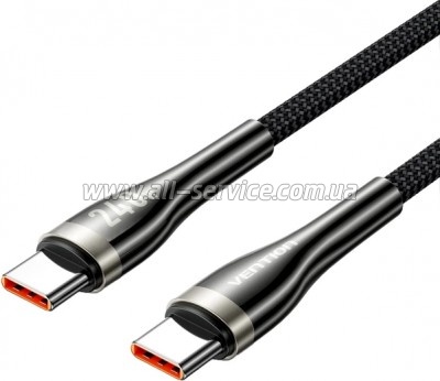 ���� ������ USB-C to USB-C 2.0m 5A nylon braided black Vention (CTYBH)