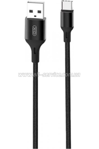 ���� ������ USB 2.0 AM to USB-C 2.0m braided NB143 black XO (6920680870844)