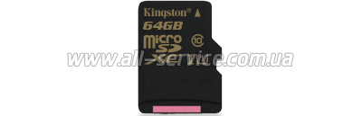   64GB Kingston microSDXC Class 10 UHS-I + SD  (SDCA10/64GB)