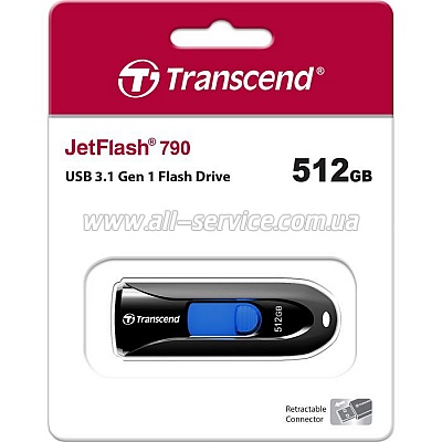  Transcend 512GB JetFlash 790 Black USB 3.1 (TS512GJF790K)