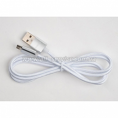   USB 2.0 AM to Micro 5P 1m LED silver Vinga (VCPDCMLED1S)