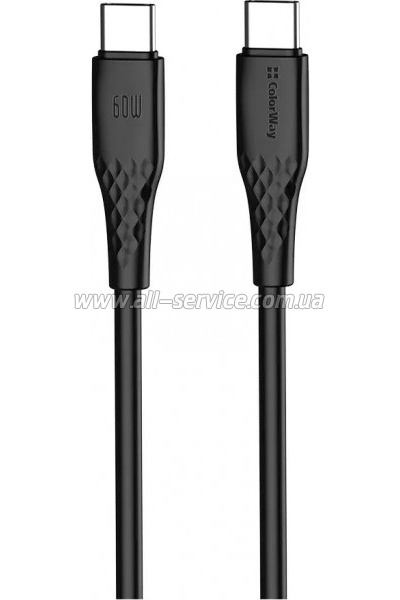 ���� ������ USB-C to USB-C 1.0m 3A 60W textured PVC black ColorWay (CW-CBPDCC094-BK)