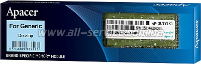  4Gb APACER DDR3, 1600Mhz  (DL.04G2K.KAM)