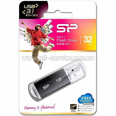  Silicon Power 64GB USB 3.0 Blaze B02 Black (SP064GBUF3B02V1K)