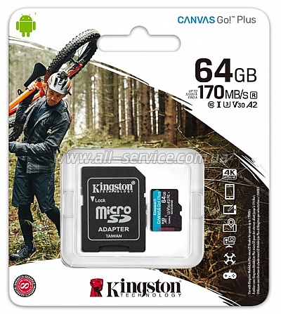   64GB Kingston microSDXC Canvas Go+ U3 V30 (SDCG3/64GB)