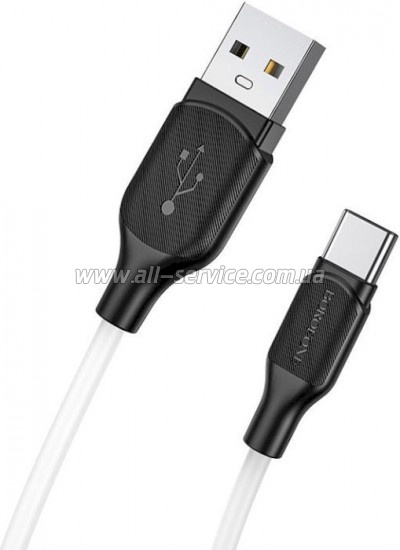���� ������ USB 2.0 AM to USB-C 1.0m 3A silicone BX42 white BOROFONE (6931474736772)