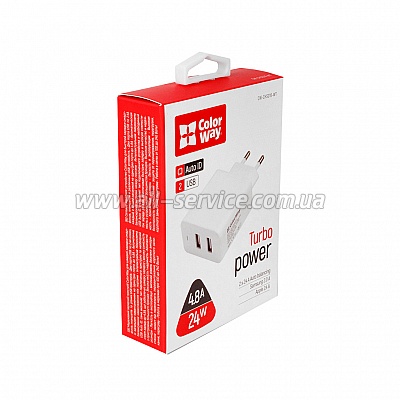 �������� ���������� Colorway 2USB AUTO ID 4.8A 24W (CW-CHS016-WT)