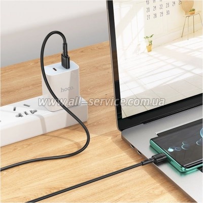 ���� ������ USB 2.0 AM to USB-C 1.0m 3A PVC X83 black HOCO (6931474770905)