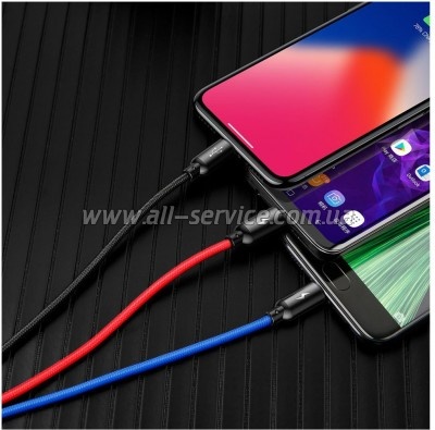 ���� ������ USB 2.0 AM to Lightning + Micro 5P + USB-C 1.2m 5A black Baseus (CAMLT-BSY01)