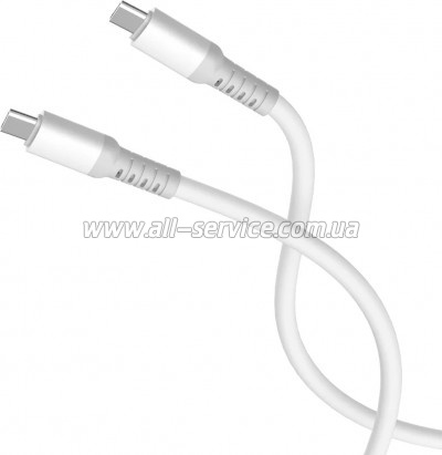 ���� ������ USB-C to USB-C 1.0m 3A PD60W liquid silicone white ColorWay (CW-CBPDCC093-WT)