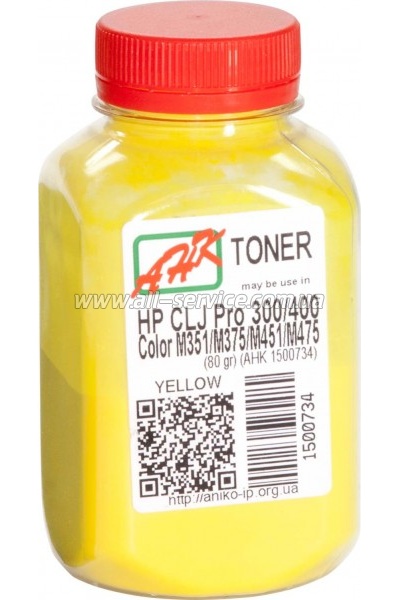 Тонер АНК HP LJ Pro 300/ 400/ LJ Pro M351/ M375/ M451/ M475 Yellow бутль 80г (1500734) Тонер АНК HP LJ Pro 300/ 400/ LJ Pro M351/ M375/ M451/ M475 Yellow бутль 80г (1500734)