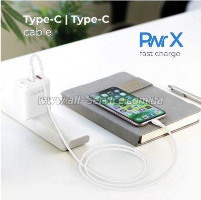 ���� ������ USB-C to USB-C 1.2m PwrX 60W ACCLAB (1283126559563)