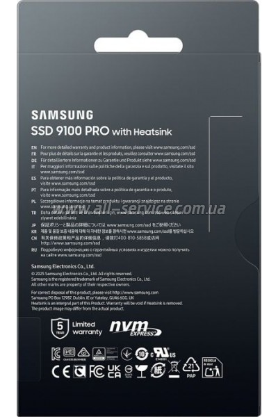 SSD M.2 2280 1TB 9100 PRO Heatsink Samsung (MZ-VAP1T0CW)