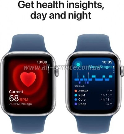 - Apple Watch SE 2024 GPS 44mm Silver Aluminium Case with Denim Sport Band - M/L (MXER3QH/A)