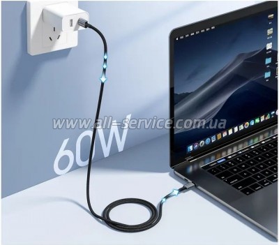 ���� ������ USB-C to USB-C 2.0m PD 60W black Choetech (6932112105035)