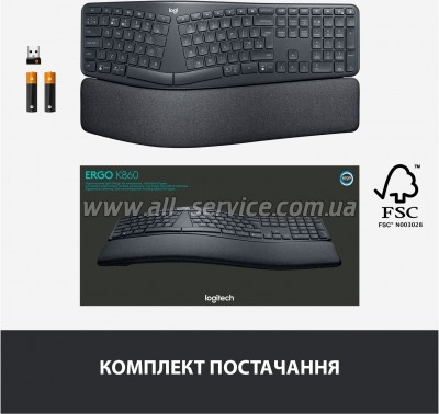  Logitech ERGO K860 Bluetooth/Wireless UA Black (920-010108)