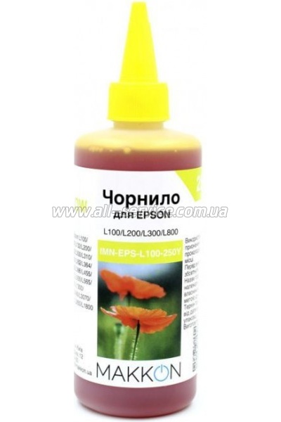 Чернила Makkon Epson L100/ L200/ L300/ L800 250 мл yellow (IMN-EPS-L100-250Y) Чернила Makkon Epson L100/ L200/ L300/ L800 250 мл yellow (IMN-EPS-L100-250Y)